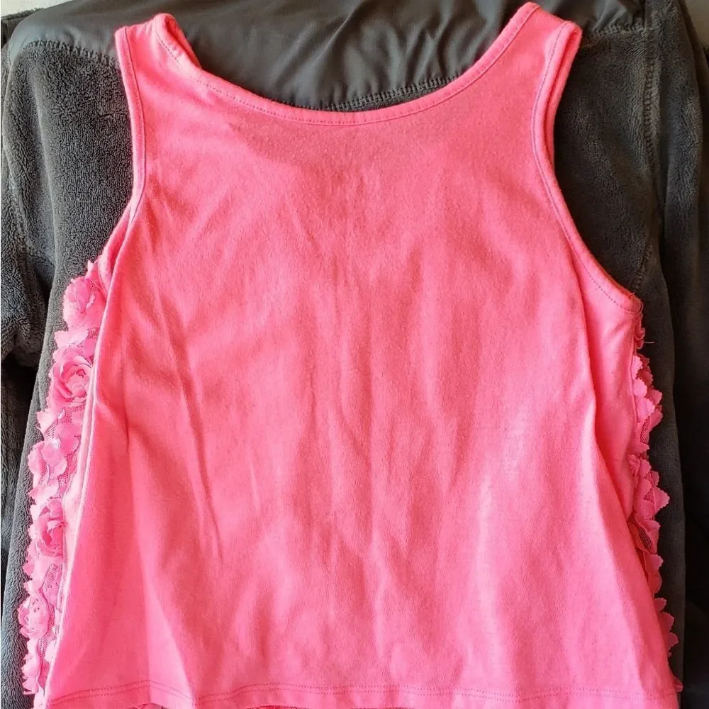 Adorable Justice Pink Roses Girls Top Sz 8